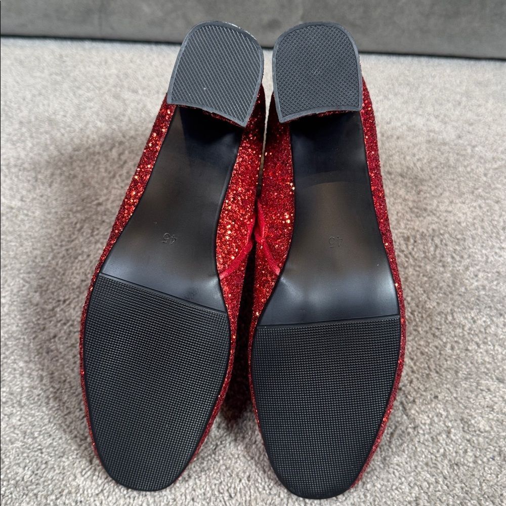 Women’s Red Glitter Covered Chunky Heeled Party Boots with Zipper Size 11 NEW - Picture 8 of 13